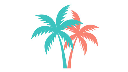 Two palm trees are featured in teal and coral colors, representing summer and tropical vacation themes for creative projects.