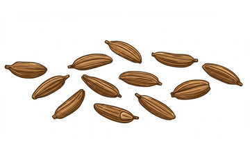 Obraz premium Artistic arrangement of anise seeds, a flavorful spice, shown with clear details, perfect for culinary designs or botanical themed projects.