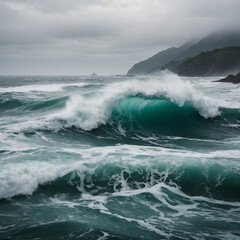 Fototapeta premium waves crashing on rocks