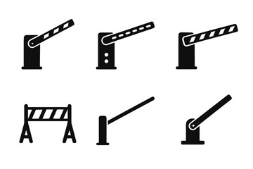 Black barrier and gate icons set vector icon isolated illustration