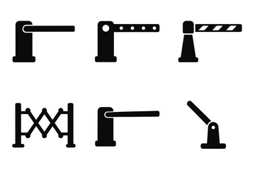 Set of black barrier icons for security and access control vector icon isolated illustration