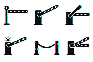 Illustration of various barrier gate icons with 3d effect in red and blue vector icon isolated illustration