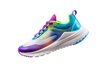 colorful cool running sneakers mockup isolated on white background PNG, AI GENERATED