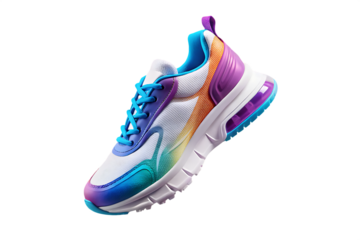 colorful cool running sneakers mockup isolated on white background PNG, AI GENERATED