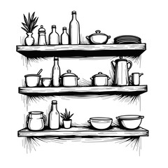 Repurposed crate kitchen shelves, eco-friendly upcycled storage design