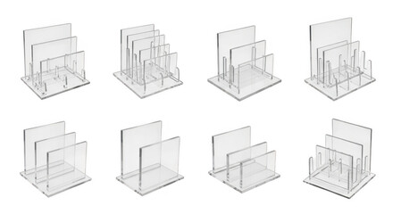 Modern Acrylic Display Stands for Organizing Documents, Brochures, or Photos in a Stylish Manner, isolated on a transparent background