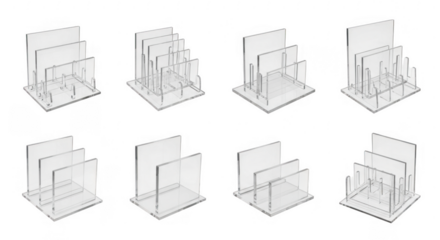 Modern Acrylic Display Stands for Organizing Documents, Brochures, or Photos in a Stylish Manner, isolated on a transparent background