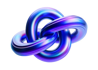 Fototapeta premium glossy iridescent twisted loop sculpture isolated on white background PNG, AI GENERATED