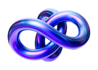 Naklejka premium glossy iridescent twisted loop sculpture isolated on white background PNG, AI GENERATED