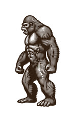 gorilla line drawing - guilloche style (artwork 2)