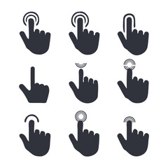 Obraz premium Vector Hand Cursor Icons Set – Click, Point, Tap & Gesture Symbols