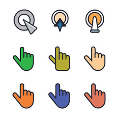 Obraz premium Vector Hand Cursor Icons Set – Click, Point, Tap & Gesture Symbols