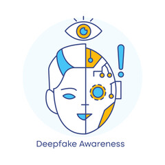 AI Deepfake Detection and Public Awareness Icon with editable stroke