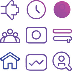 Modern Flat User Interface Vector Icon Set For Ui Design