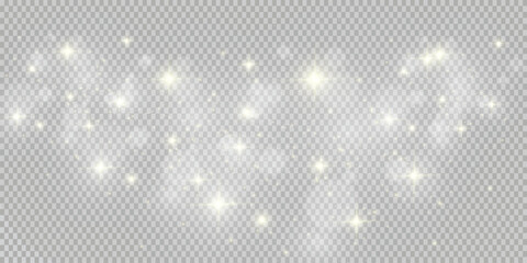 Sparkling stars with glowing light effects, isolated on transparent background. Twinkling glitter, shiny sparkles, festive magic glow for overlays, Christmas, New Year, or party designs