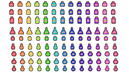 Pixel art - small vials with letters pasted on them