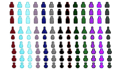 Pixel art, colorful vials with round lids 2