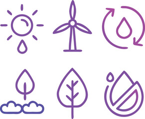 Eco Friendly Nature Icons Vector Set For Sustainable Green Design