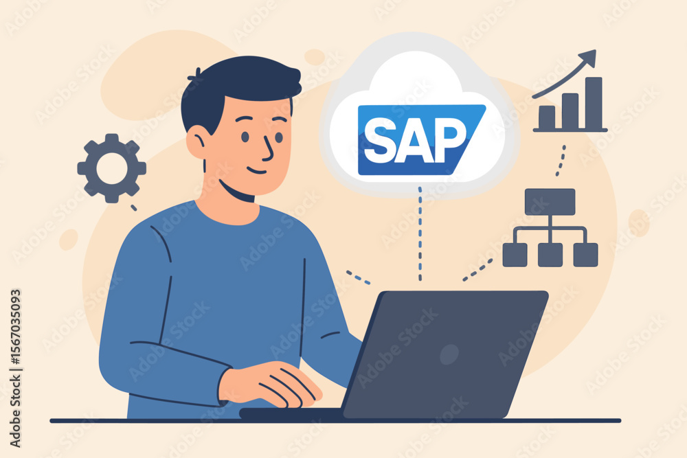 Poster sap erp business process automation, cloud computing, data analytics, workflow management, enterpris