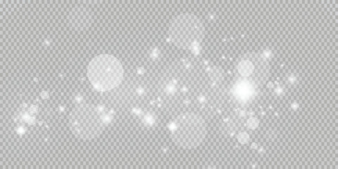 Sparkling stars with glowing light effects, isolated on transparent background. Twinkling glitter, shiny sparkles, festive magic glow for overlays, Christmas, New Year, or party designs