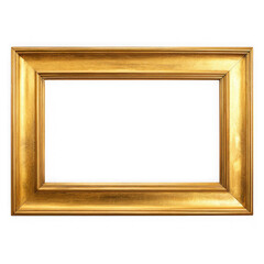 Elegant ornate gold picture frame with detailed carvings isolated on transparent background