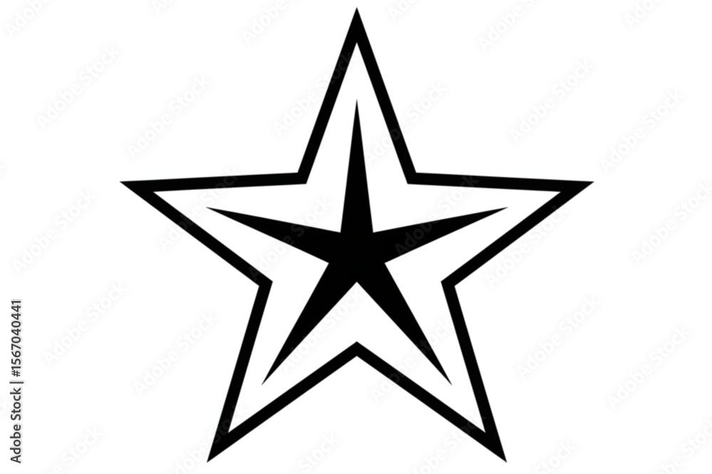 Poster a celestial star graphic with a modern style, perfect for icon design or as an element in scalable b