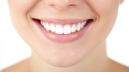 Obraz premium A close-up of bright, healthy white teeth with a clean and radiant smile.