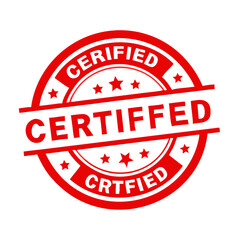 Red certified stamp vector graphic for quality assurance and validation needs