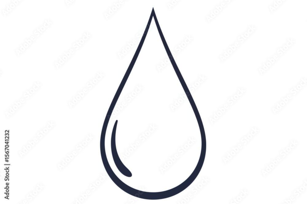 Poster a simple and elegant teardrop design with a clean outline, perfect for use in water conservation or 
