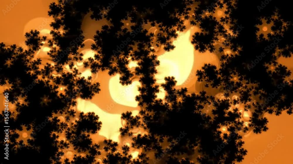 Poster abstract animation of fluid shapes and fractal patterns with warm golden colors