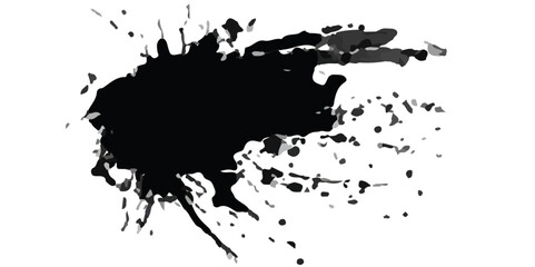 Ink splatters on white background. Abstract Black Ink Splash Illustration
