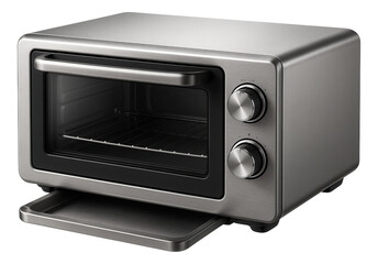 A mini oven with an attached crumb tray, ensuring effortless maintenance in shared living spaces.