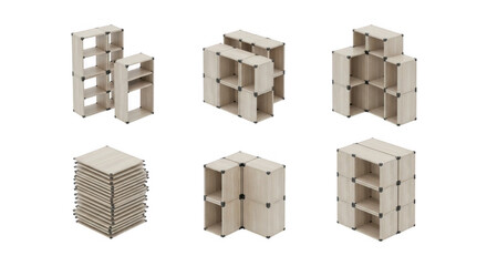 Versatile Wooden Building Blocks for Creative Play, Educational Projects, and Collaborative Design Fun, isolated on a transparent background