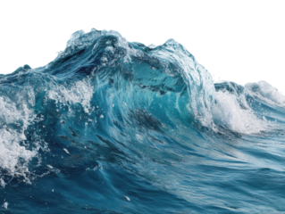 Crashing waves ocean shore nature calm environment isolated on transparent background