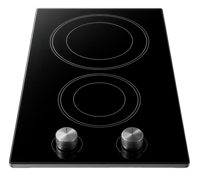 Built-in ceramic cooktop with dual-ring elements for versatile cooking in a residential setting.