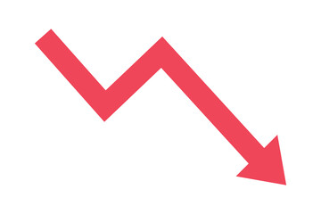 Bankruptcy, financial market crash, Red arrow going down stock icon on white background. suitable for web site design, logo, app, UI. graph chart down trend symbol.chart going down sign.