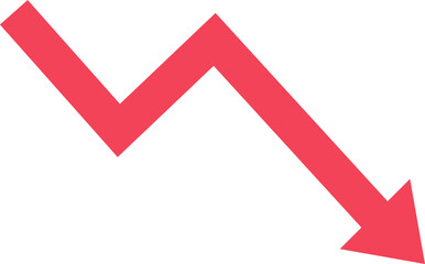 Bankruptcy, financial market crash, Red arrow going down stock icon on white background. suitable for web site design, logo, app, UI. graph chart down trend symbol.chart going down sign.
