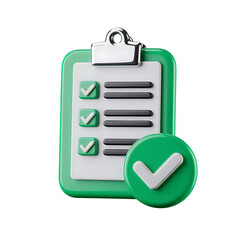 3d checklist with green checkmarks and completed tasks