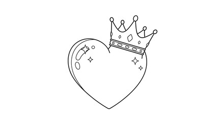 Sparkling heart crowned like royalty isolated on transparent background