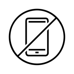 Smartphone prohibition symbol in minimal black line art  