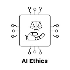 Ethical AI Development and Use Icon with editable stroke