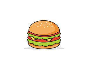 Cartoon burger icon. Vector  illustration.