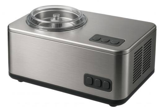 Electric ice cream maker with a built-in compressor for effortless use in a private house.