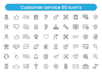 Customer Service and satisfaction set of web icons in line style. Feedback icons for web and mobile app. Containing rating, like, dislike, experience, review, client satisfaction, testimonial and more