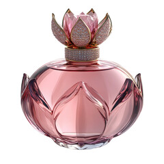 Elegant pink perfume bottle product isolated on transparent background