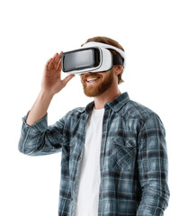 Virtual reality experience home digital content engaging concept isolated on transparent background