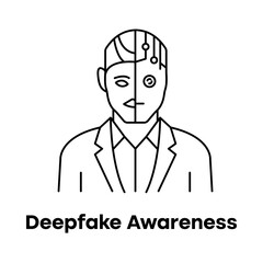 Ethical Tech Against Deepfake Threats Icon with editable stroke