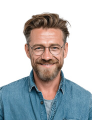 Cheerful man portrait bright isolated on transparent background