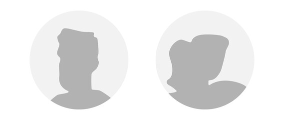 Flat illustration in grayscale. A man and a woman. Avatar, user profile, person icon, profile picture. Suitable for social media profiles, icons, screensavers and as a template.