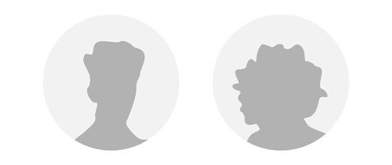 Flat illustration in grayscale. A man and a woman. Avatar, user profile, person icon, profile picture. Suitable for social media profiles, icons, screensavers and as a template.